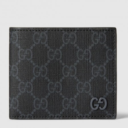 Gucci Bi-fold Wallet in Black Supreme Canvas with Green Interior