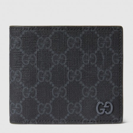 Gucci Bi-fold Coin Wallet in Black Supreme Canvas with Grey Interior