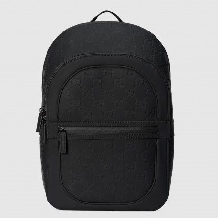 Gucci Men's Backpack in Black GG Rubber-effect Leather
