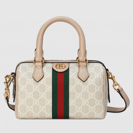 Gucci Ophidia GG Mini Top Handle Bag in White GG Canvas