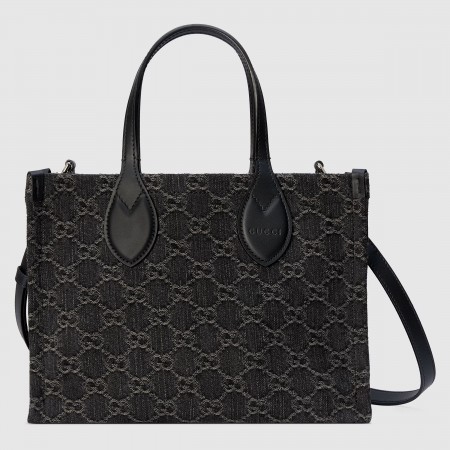 Gucci Ophidia GG Medium Tote Bag in Black GG Denim