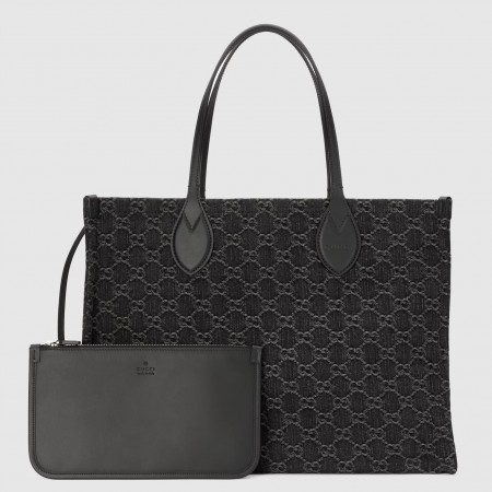 Gucci Ophidia GG Large Tote Bag in Black GG Denim