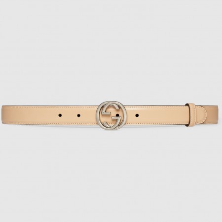 Gucci Interlocking G Belt 25MM in Beige Leather