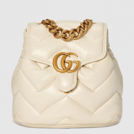 Gucci GG Marmont Mini Backpack in White Matelasse Leather
