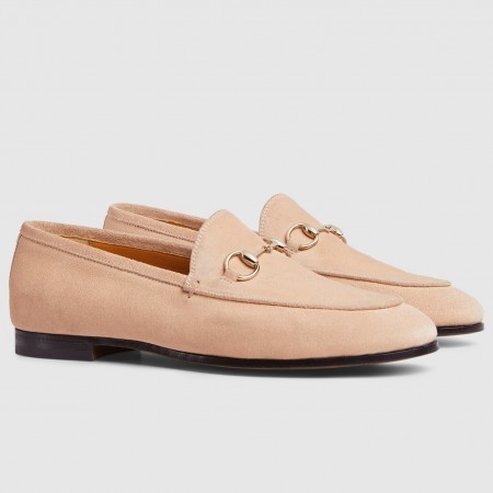 Gucci Women's Jordaan Loafers in Beige Suede Calfskin