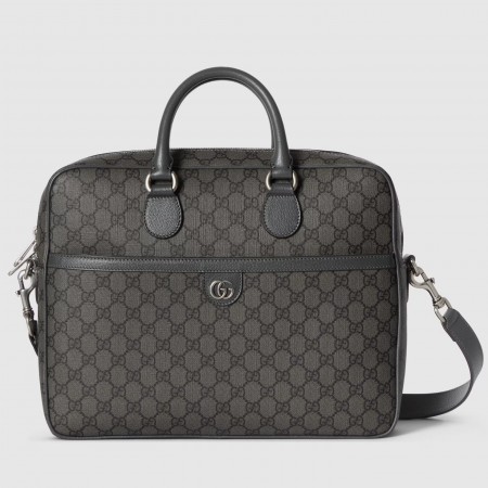 Gucci Ophidia GG Medium Briefcase in Grey GG Supreme Canvas