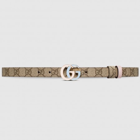 Gucci GG Marmont Reversible Belt 20MM in GG Canvas with Pink Leather