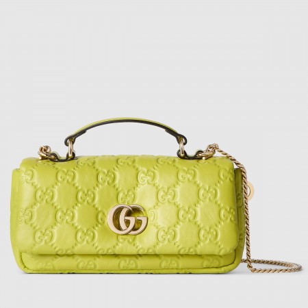 Gucci GG Milano Mini Top Handle Bag in Bright Green GG Puffy Leather