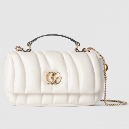 Gucci GG Milano Mini Top Handle Bag in White Puffy Quilted Leather