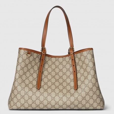 Gucci GG Emblem Medium Tote Bag in Beige GG Canvas