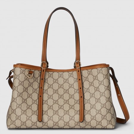 Gucci GG Emblem Small Tote Bag in Beige GG Canvas