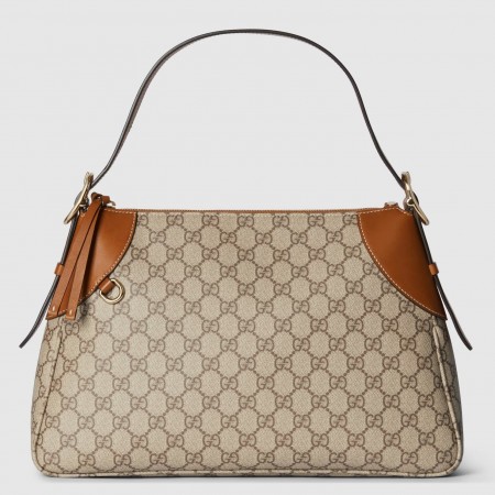 Gucci GG Emblem Medium Shoulder Bag in Beige GG Canvas