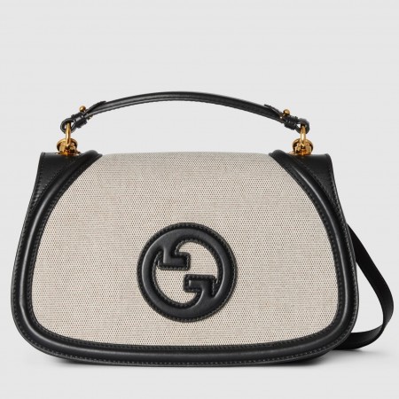 Gucci New Blondie Small Handle Bag in Canvas with Black Leather