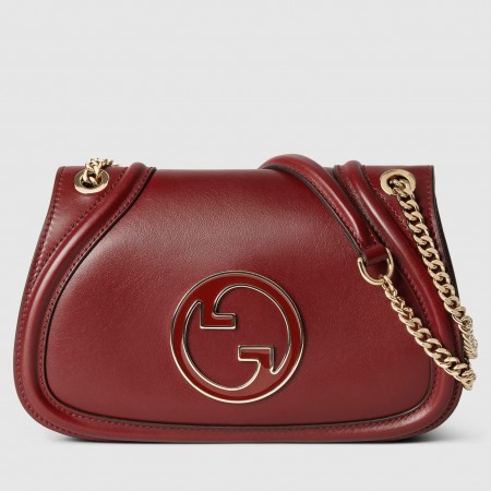 Gucci Blondie Small Shoulder Bag with Enamel G in Red Leather