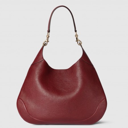 Gucci B Medium Shoulder Bag in Red Grained Leather