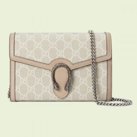 Gucci Dionysus Mini Chain Wallet in White GG Supreme Canvas