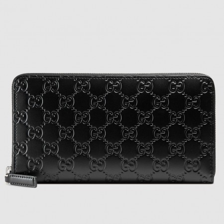 Gucci Zippy Organizer Wallet In Black Signature Leather 