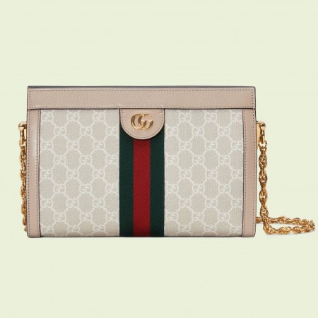 Gucci Ophidia GG Small Chain Shoulder Bag in White Supreme Canvas