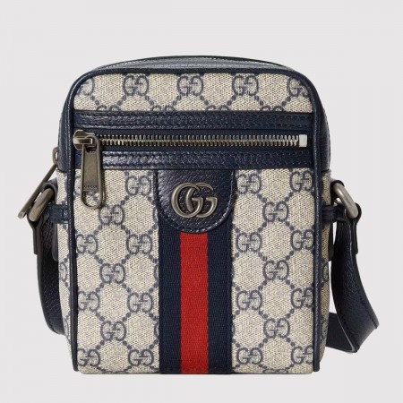 Gucci Ophidia Mini Messenger Bag in Blue GG Supreme Canvas
