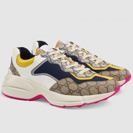 Gucci Men's Rhyton Sneakers in Beige GG Supreme Canvas