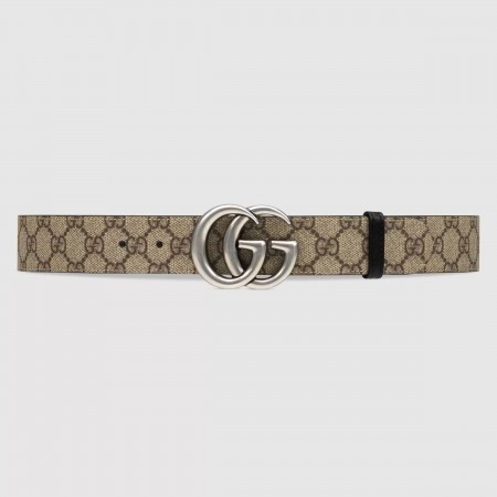 Gucci GG Marmont Reversible Belt 38MM in Beige GG Canvas