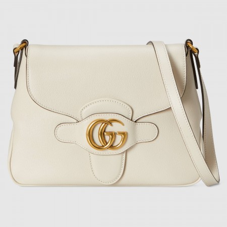 Gucci Small Messenger Bag in White Leather with Double G