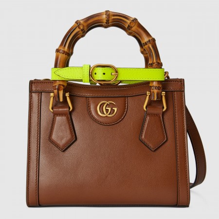 Gucci Diana Mini Tote Bag in Brown Leather