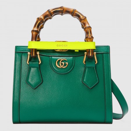 Gucci Diana Mini Tote Bag in Green Leather