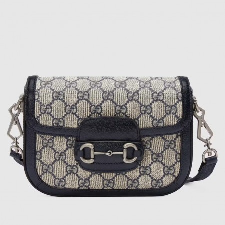 Gucci Horsebit 1955 Mini Bag in Blue GG Canvas