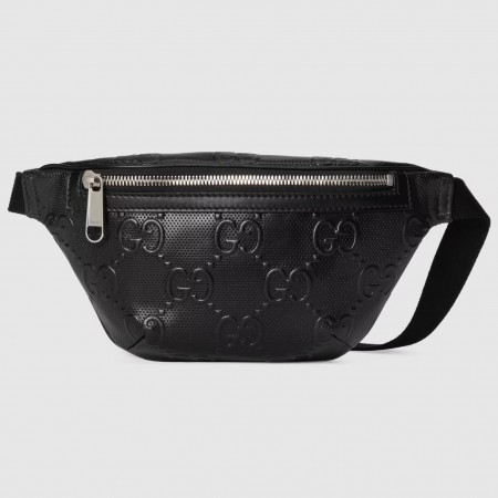 Gucci Belt Bag In Black GG Embossed Leather