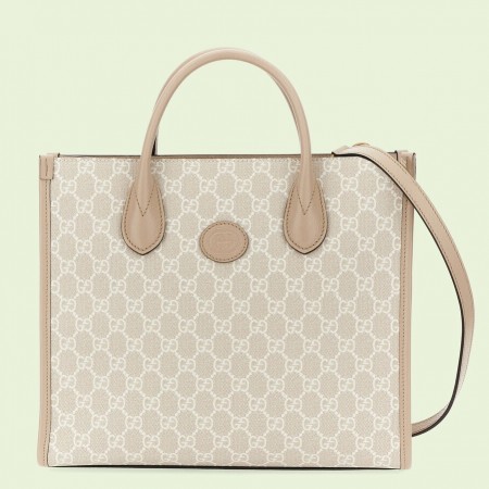 Gucci Small Tote Bag in White GG Supreme Canvas with Leather