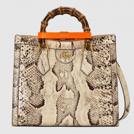 Gucci Diana Small Tote Bag in Natural Python Embossed Leather
