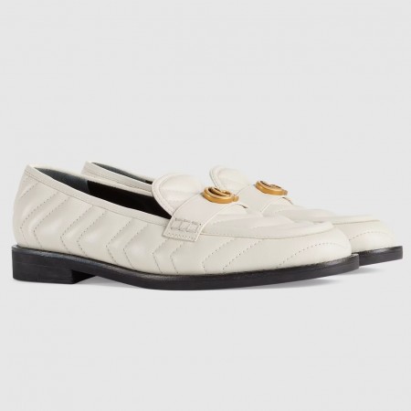 Gucci Women's GG Marmont Loafers In White Matelasse Leather