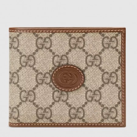 Gucci Bi-fold Wallet In Beige Canvas with Interlocking G