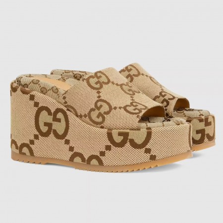 Gucci Platform Slide Sandals in Maxi GG Canvas