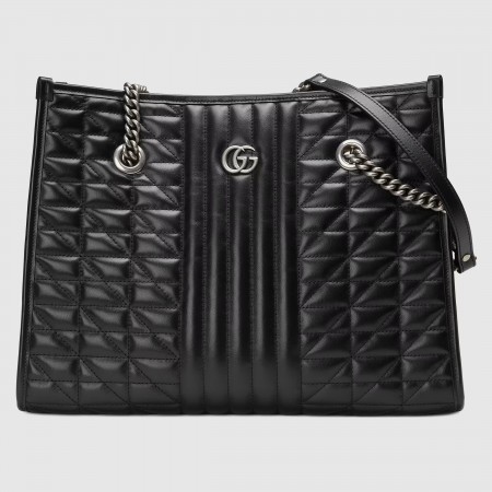 Gucci GG Marmont Medium Tote in Black Matelasse Leather
