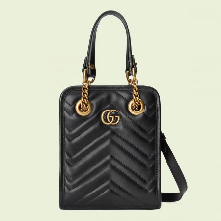 Gucci GG Marmont Mini Bag in Black Chevron Leather