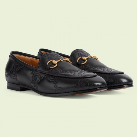 Gucci Women's Jordaan Loafers In Black GG Matelasse Leather