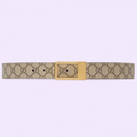 Gucci Rectangular Belt 35MM in Beige GG Supreme Canvas