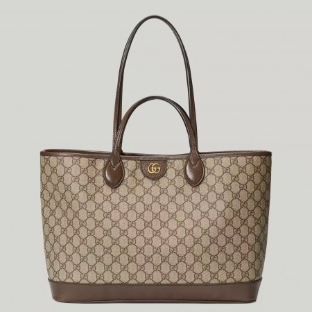 Gucci Ophidia Medium Tote Bag in Brown Supreme Canvas
