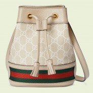 Gucci Ophidia GG Mini Bucket Bag in White Supreme Canvas