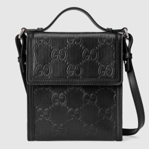 Gucci Messengers Bag in Black GG Embossed Leather