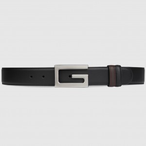 Gucci Reversible Belt 35MM in Black/Brown Leather with Square G buckle