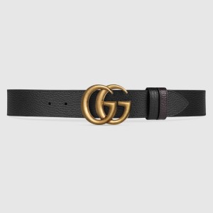 Gucci GG Marmont Reversible Belt 38MM in Black/Brown Leather