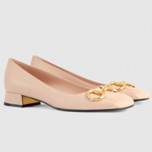 Gucci Ballet Flats in Light Pink Leather with Horsebit