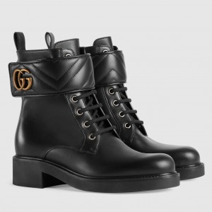 Gucci Ankle Boots in Black Leather with Double G