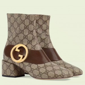 Gucci Blondie Ankle Boots in Beige GG Supreme Canvas