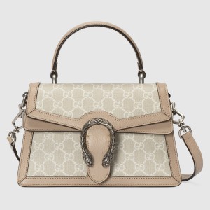 Gucci Dionysus Small Top Handle Bag in White GG Supreme Canvas