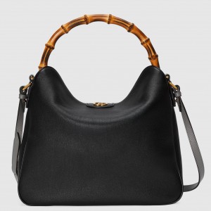 Gucci Diana Large Shoulder Bag in Black Cuir Leather