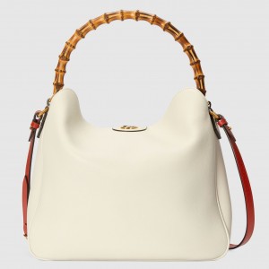 Gucci Diana Large Shoulder Bag in White Cuir Leather